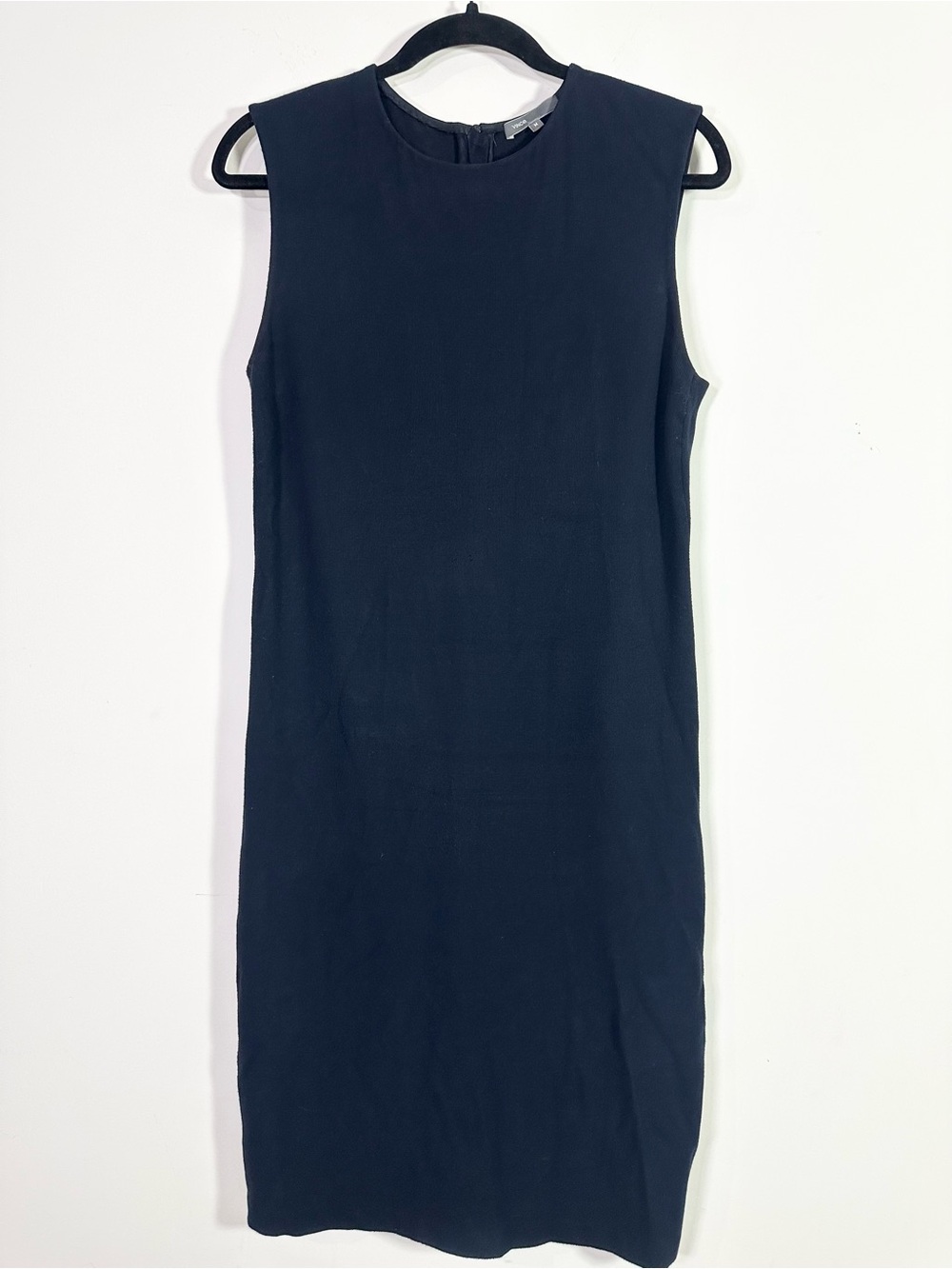 Vince Navy Blue Sleeveless Crewneck Midi Sheath Dress